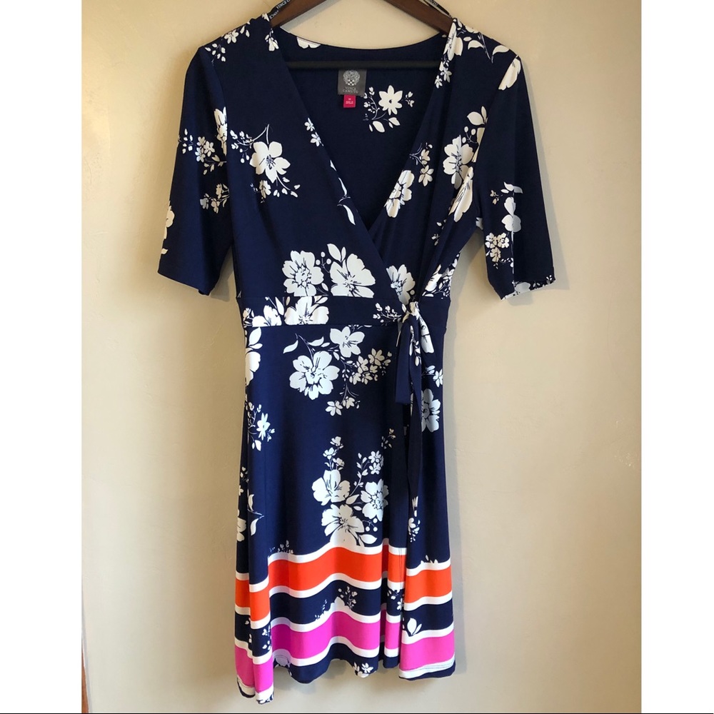 Short Sleeve Floral Wrap Dress